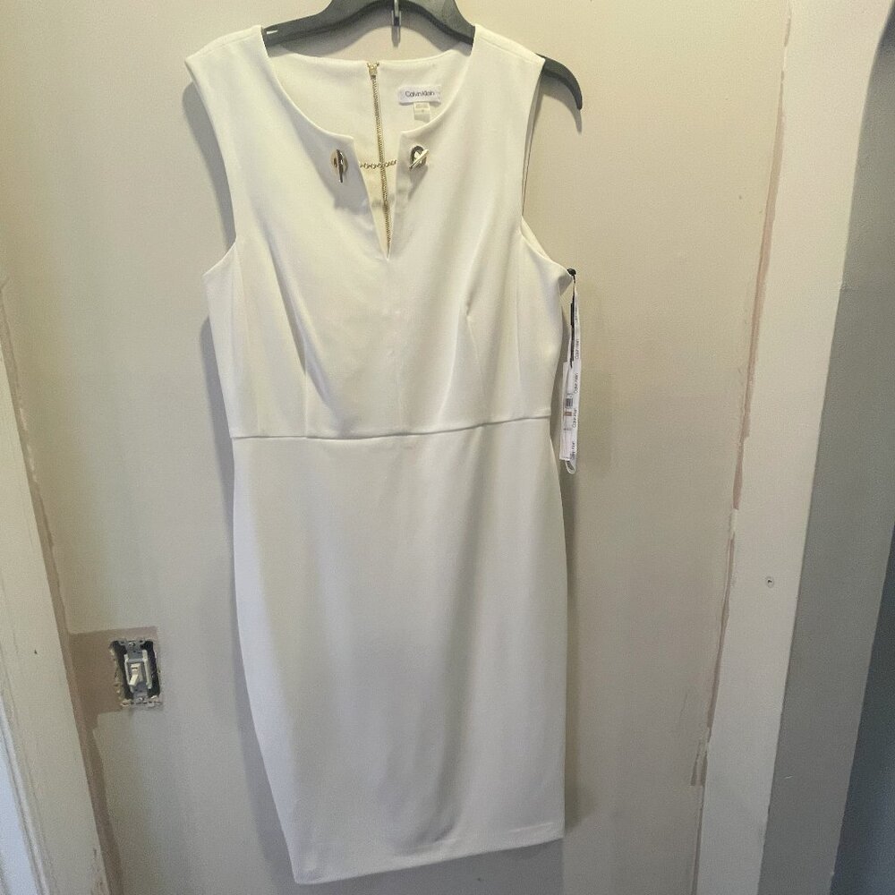 Calvin Klien White and Gold Dress New with tags
